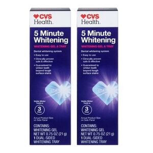 Lot of 2 CVS Health 5 Minute Whitening System with Gel + Tray